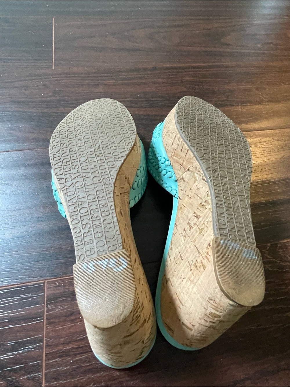 Jack Rogers Teal Braided Cork Wedge Sandals 7.5 - Picture 4 of 6